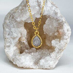 3/$20 14k Gold Silver Glitter Resin Teardrop Handmade Charm Pendant Necklace